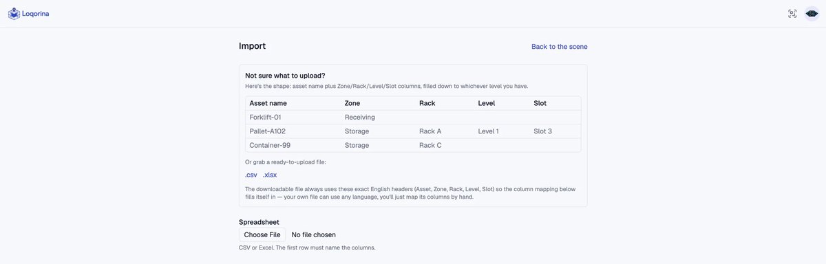 Importing an existing asset spreadsheet into Loqorina